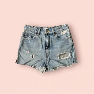 Zara distressed denim shorts